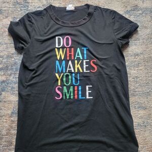 LuLaRoe Black Tee with Colorful Motivational Text